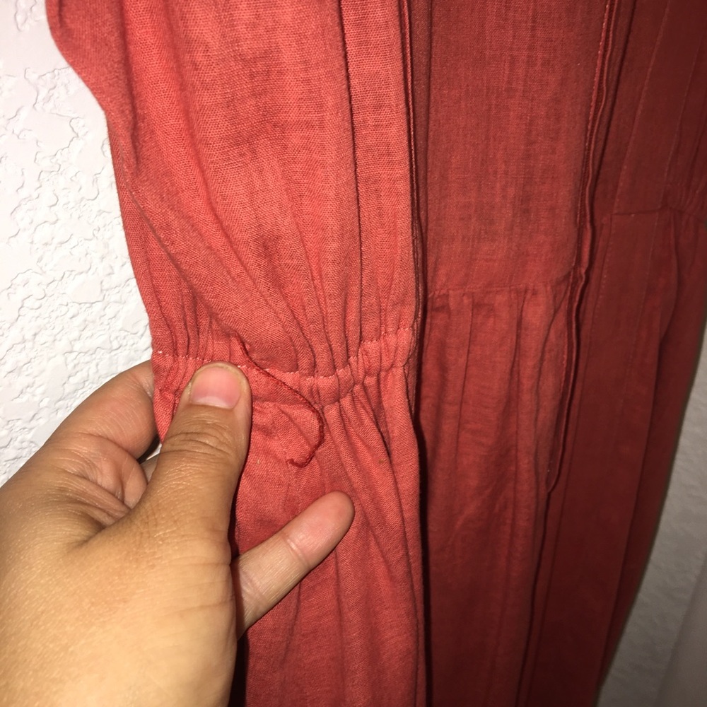 Vintage 1950s Cotton Dress Rust SZ: Small - Picture 7 of 14